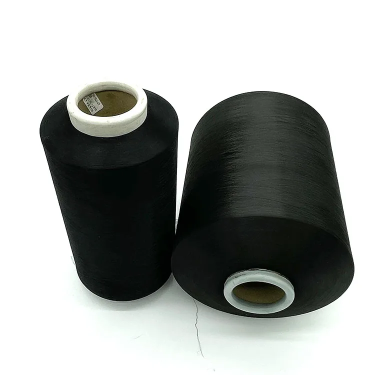
Cool yarn coolmax 50D24F black color anti uv polyester dope dyeing yarn high color fastness for t shirt fabric 