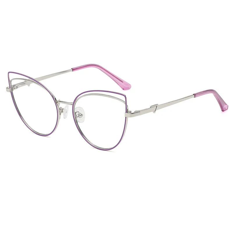 2022 European and American trend flat lens spring hinge optical frames anti blue light glasses fashion luxury cat eye glasses