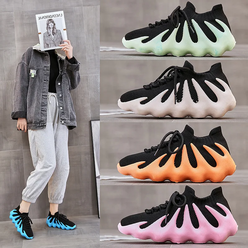 Wholesale Unisex Athletic Breathable Casual Sneaker Octopus Outsole Yezzy Comfy Sport Running Shoes For Women And Men