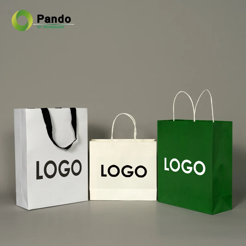 Eco-Friendly Recycled Black White Food Takeaway Packaging Kraft/White Paper Bag With Handle