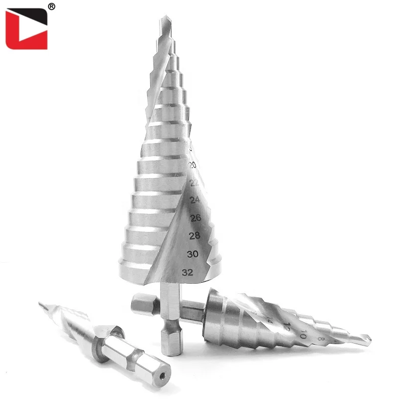 4-12/4-20/4-32mm high speed steel metric spiral step drill bit set