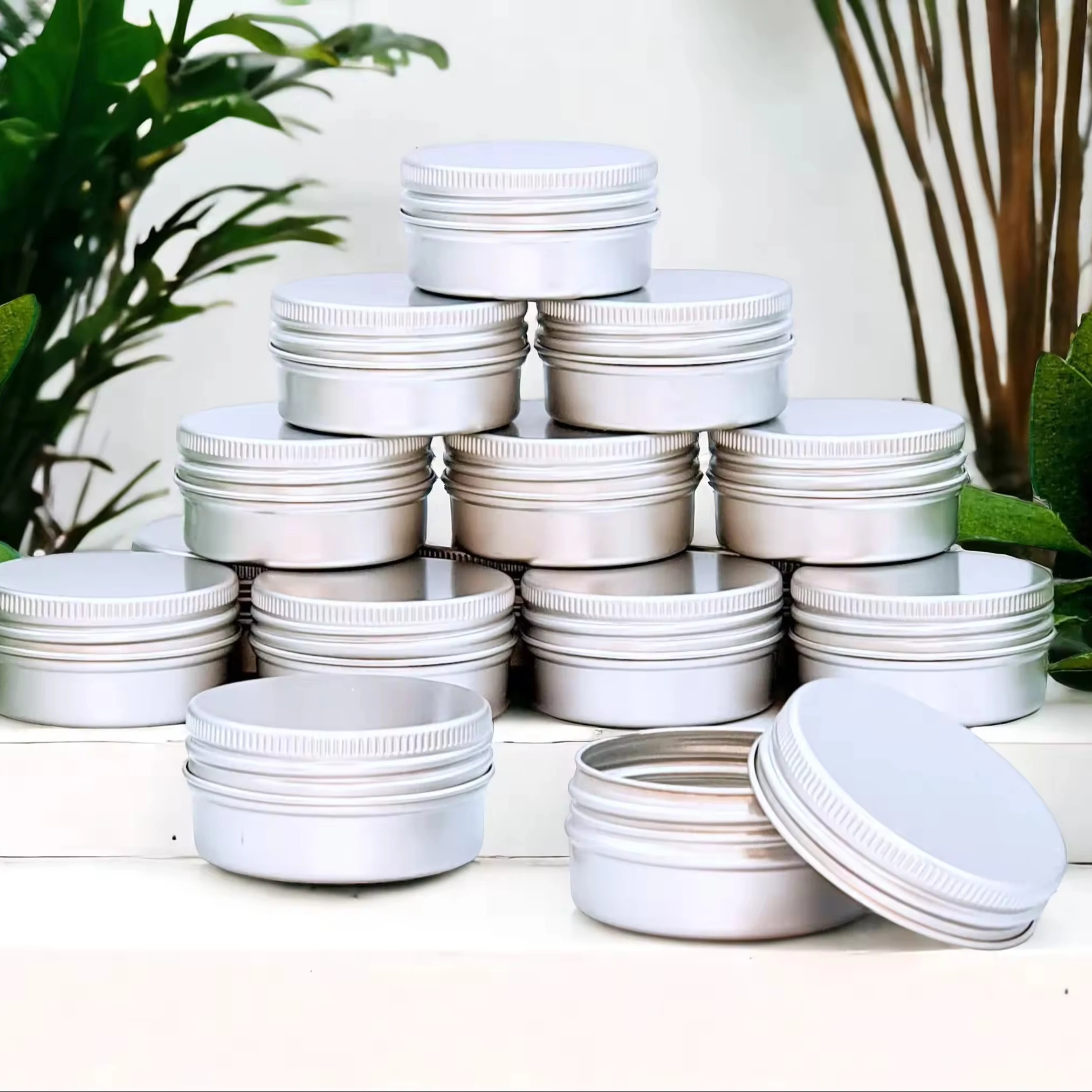 Recycled 16oz 20 ml aluminum candle tin jars  making storage metal container 100 ml flat aluminum cream cosmetics jar