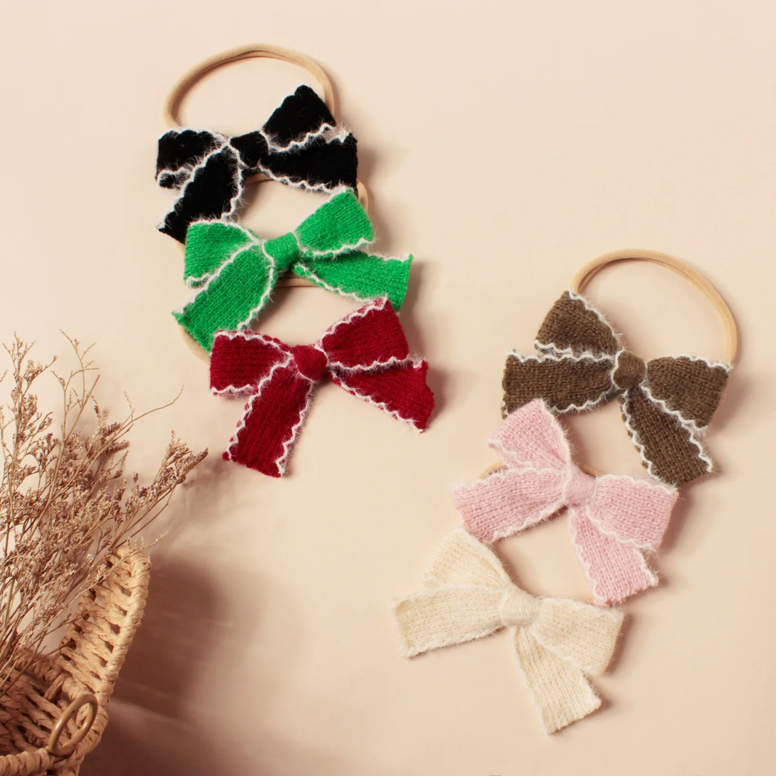 Wholesale Hair Bow Wool Knit Hair Bow Hair Clips For Baby Girls Accessories Holiday Christmas Color Bow Hairpin