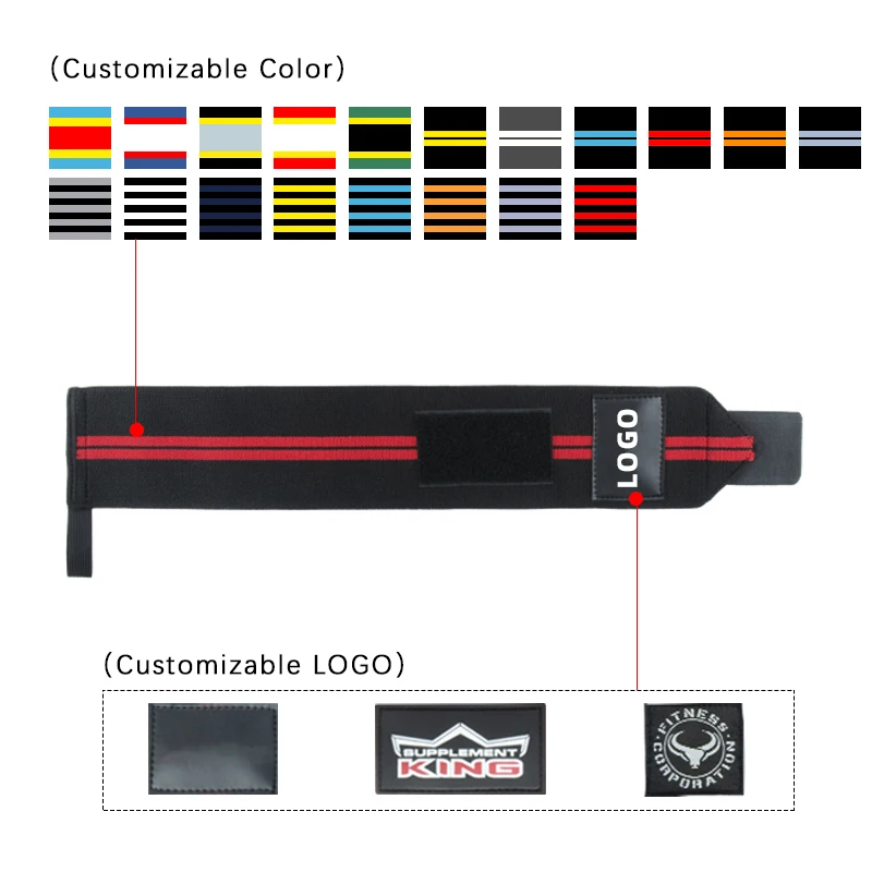 Custom Various Styles Professional Grade Neoprene Elastic Sport Weight Lifting Powerlifting Wrist Support wraps