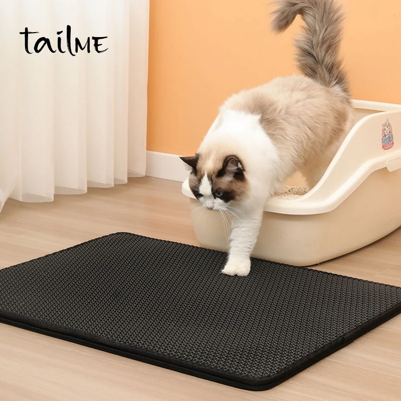 2023 new eco friendly double layer colored floor non-slip eva waterproof cats sand trapping tray mat pet cat litter mat