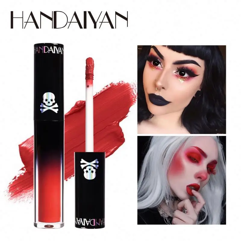 HANDAIYAN 12 Colors Dark Series Shimmer Matte Lipgloss Halloween Goth Style Cool Girl Makeup Cosmetics