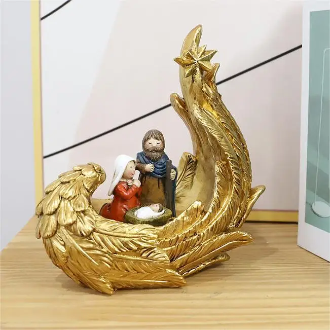 Resin Craft Ornament Religious Catholic Sacred Nativity Baptism Gifts Holy Family Jesus Statue Christ Birth Figurines