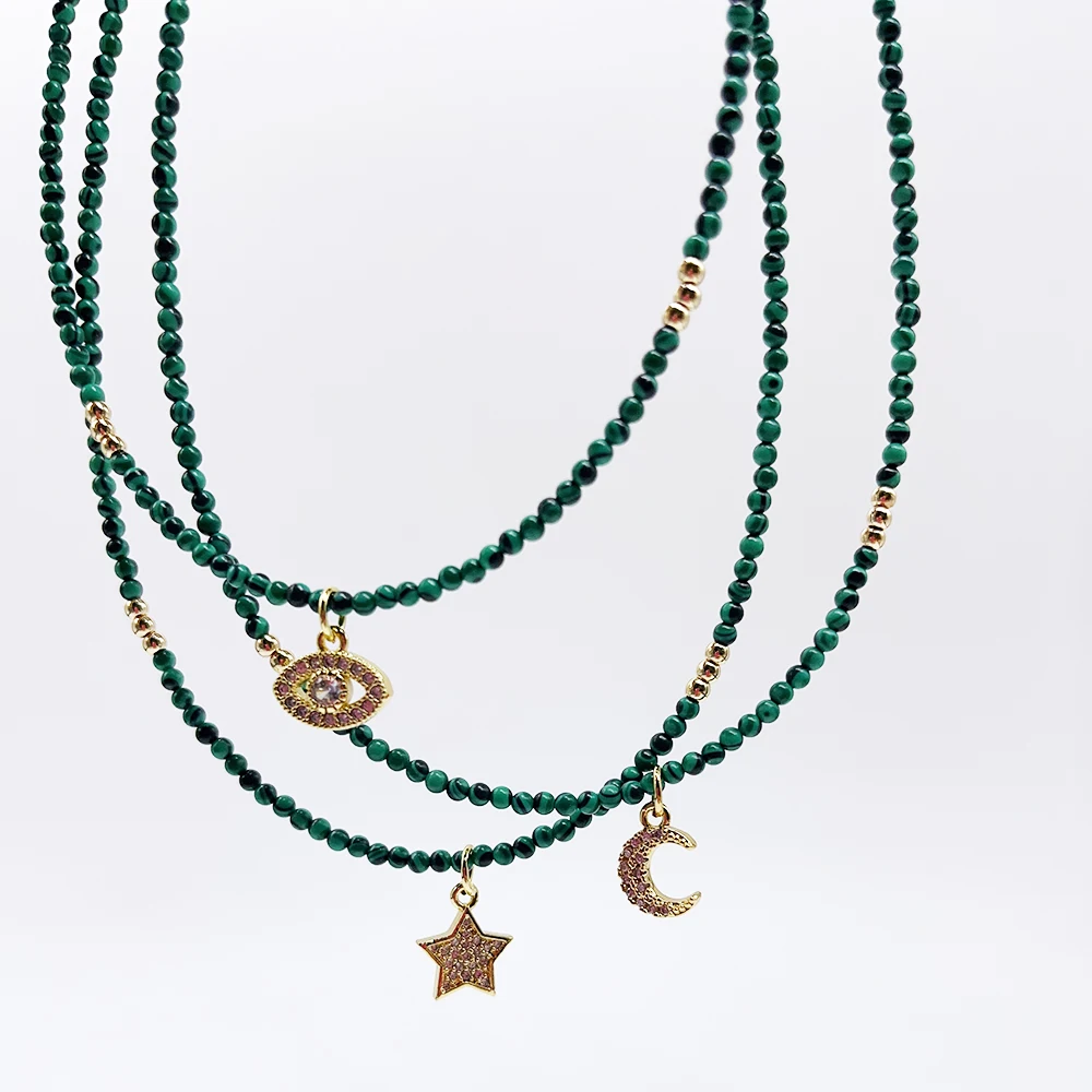 Neck Chocker Multilayer Stone Beaded Bohemian Necklace Women Gold for Girls Custom