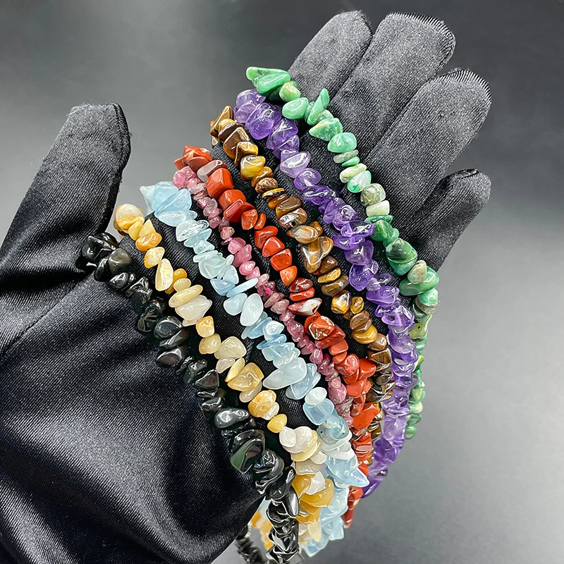 5-8mm Natural Crystal Quartz Tumbled Chip Stone With Buckle Choker Irregular Shaped Drilled Gravel Fashion Jewelry Necklace