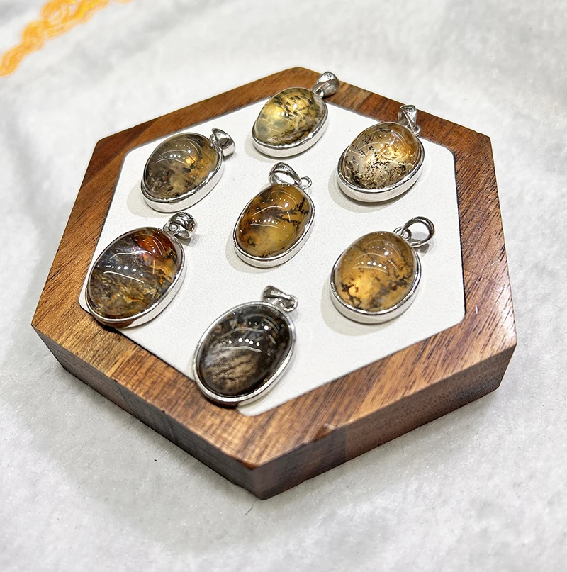 Natural scenery dendritic agate pendant 925 sterling silver ring hot fashion accessories to send family