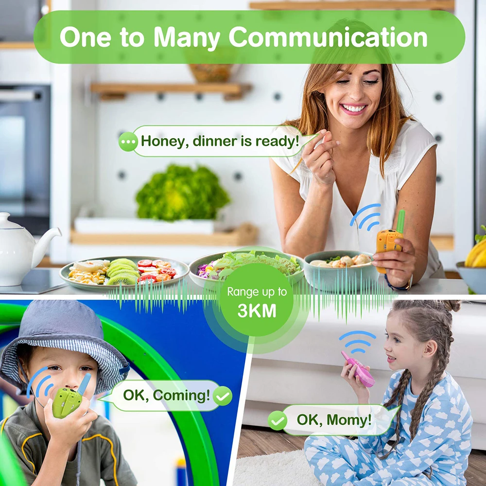 Child Toy Gifts Small Handheld Phone Radio 22 Channels Indoor Outdoor Activity 3 KMs Mini Phone Long Range Kids Walkie Talkie