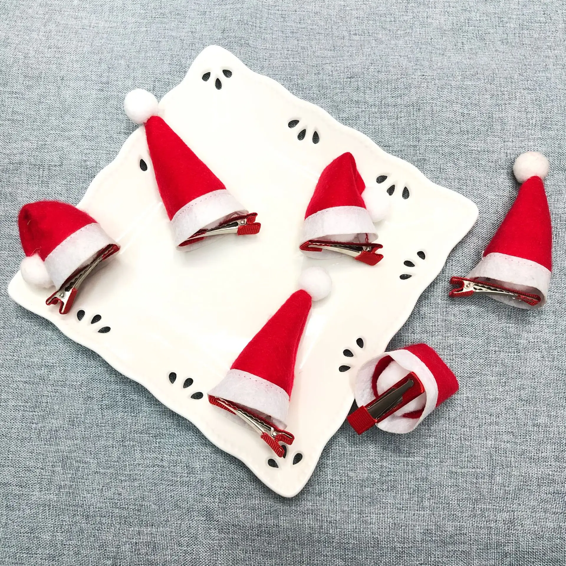 Mini Santa Hat Hair Hairclip Christmas Santa Hairpin Reindeer Hair Clips