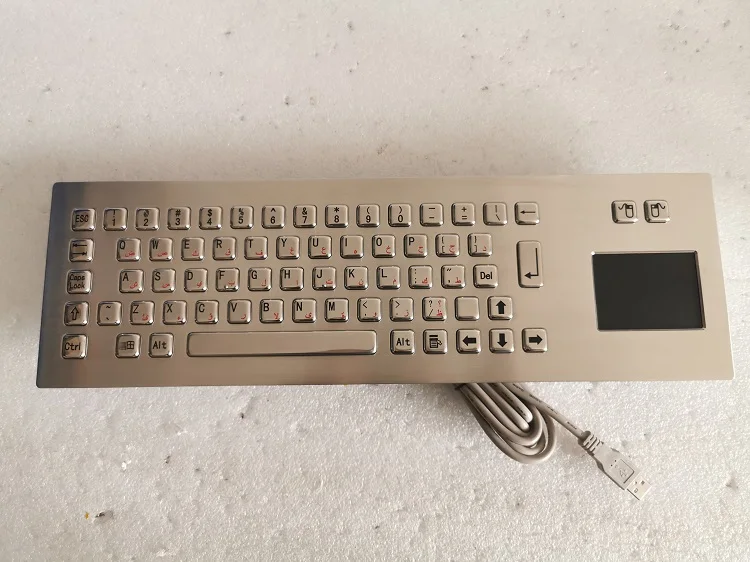 IP65 65 keys metal mechanical kiosk keyboard with touchpad or trackball