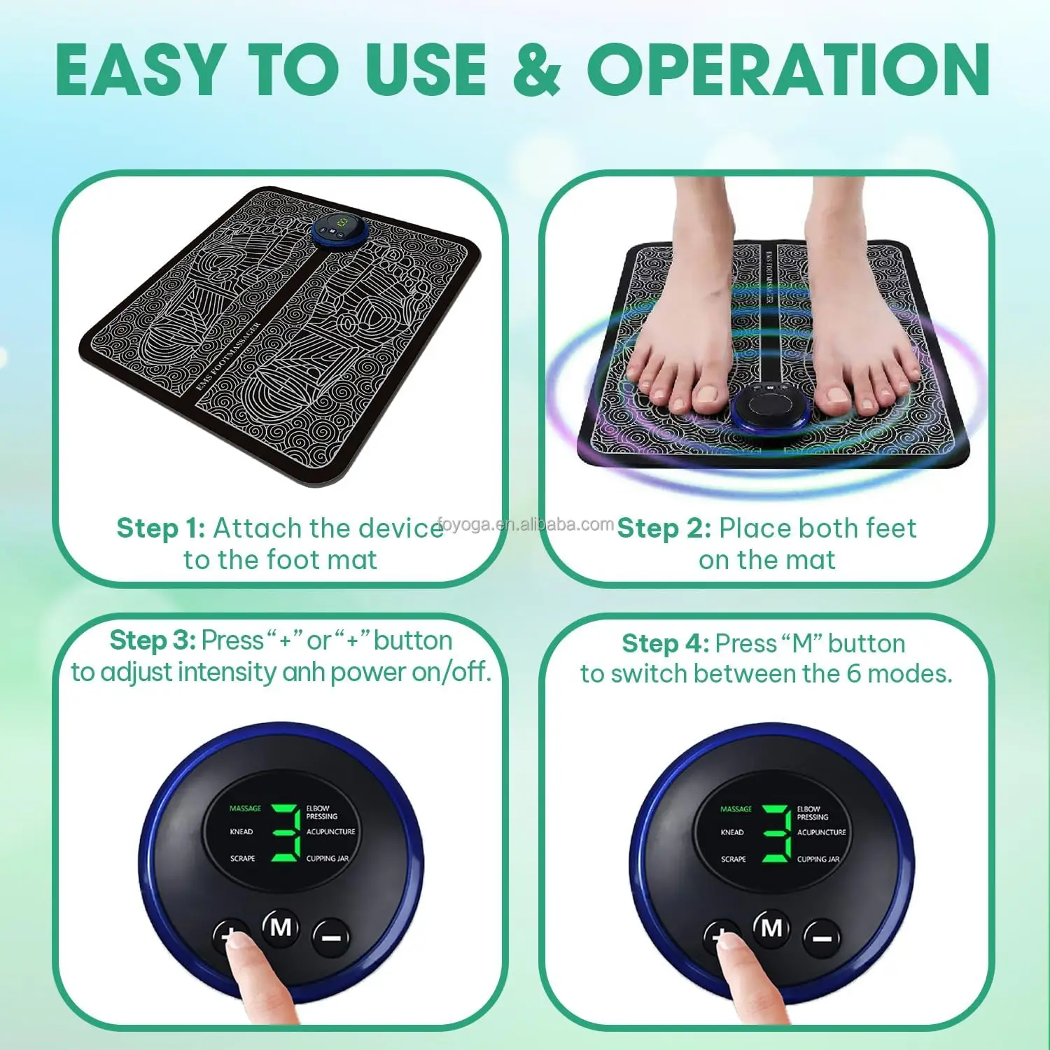 rechargeable Electro portable LCD screen foot mat massager parts electric shoulder massager