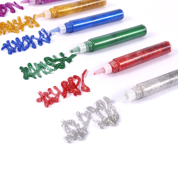 Wholesale 10ml Liquid Glitter Glue Decoration Craft Safety Glitter Glue For Kids DIY Christmas Set