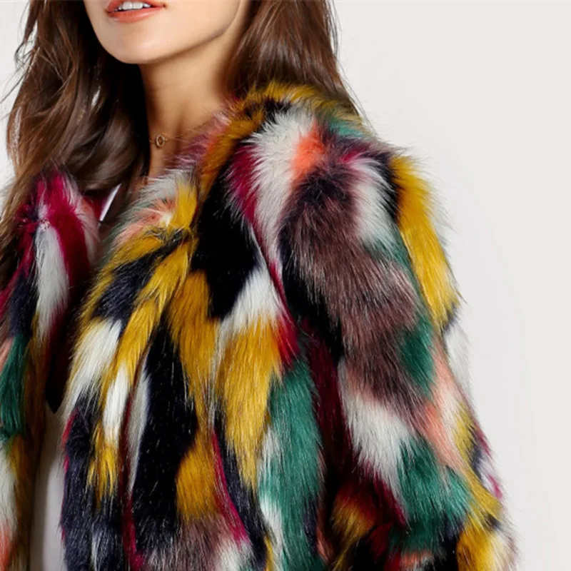 High Quality Hot Sale Colorful Fur Coat Popular Faux Fur Cardigan Autumn and Winter Warm Mink Top woman outwear