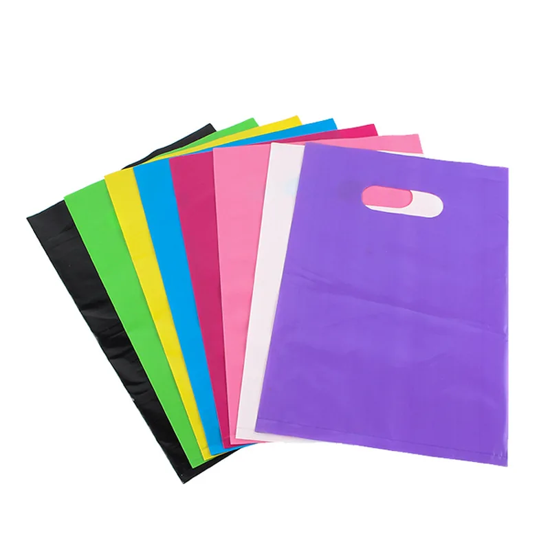 Wholesale Colorful Custom Printed Logo Biodegradable Die Cut Handle Plastic Packaging Shopping Bags