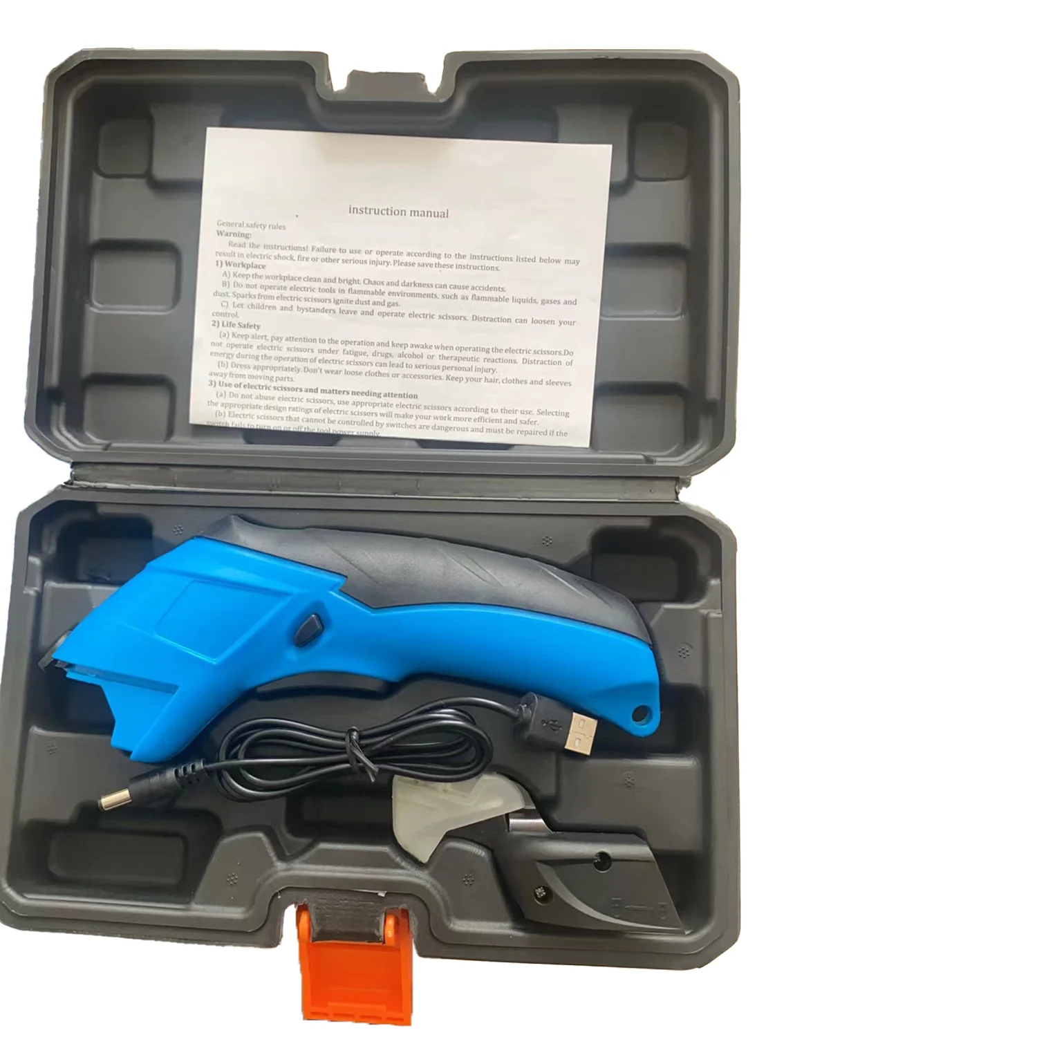 Blue Cordless Electric Fiber Scissors, Class A battery, integrated 2000Mah battery, 40MM Scissors Blade, 12W power, 3.6 Voltage