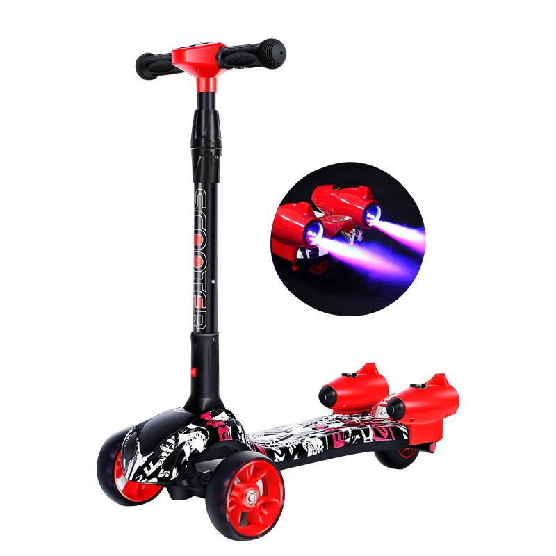 2024  Custom logo spray bubble 3 wheels scooter for kids wholesale folding children kick scooters