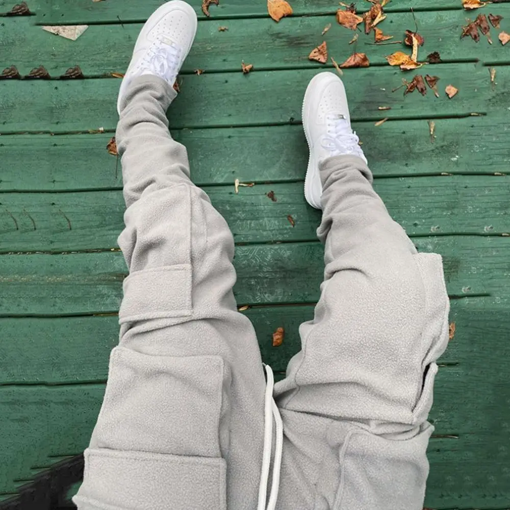 QC Custom Made Men Track Pants pocket Man Stacked Jogger Cargo
