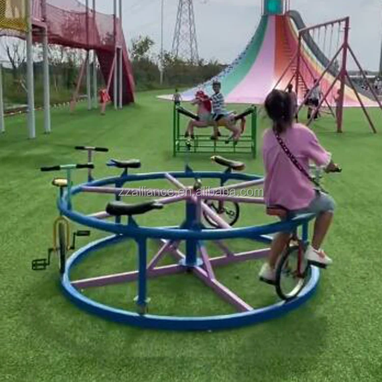 Rotating bicycle ride amusement park 6 seats ride bicycle unpowered