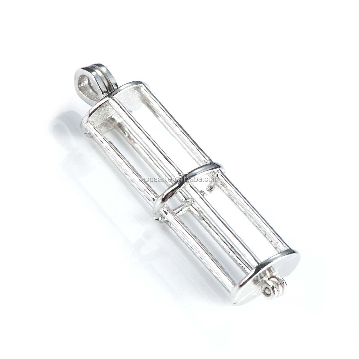 SSC39 Cylinder Cage Gift Pendant Love Wish Pearl 925 Sterling Silver Floating Pearl Cylindrical Cage Pendant