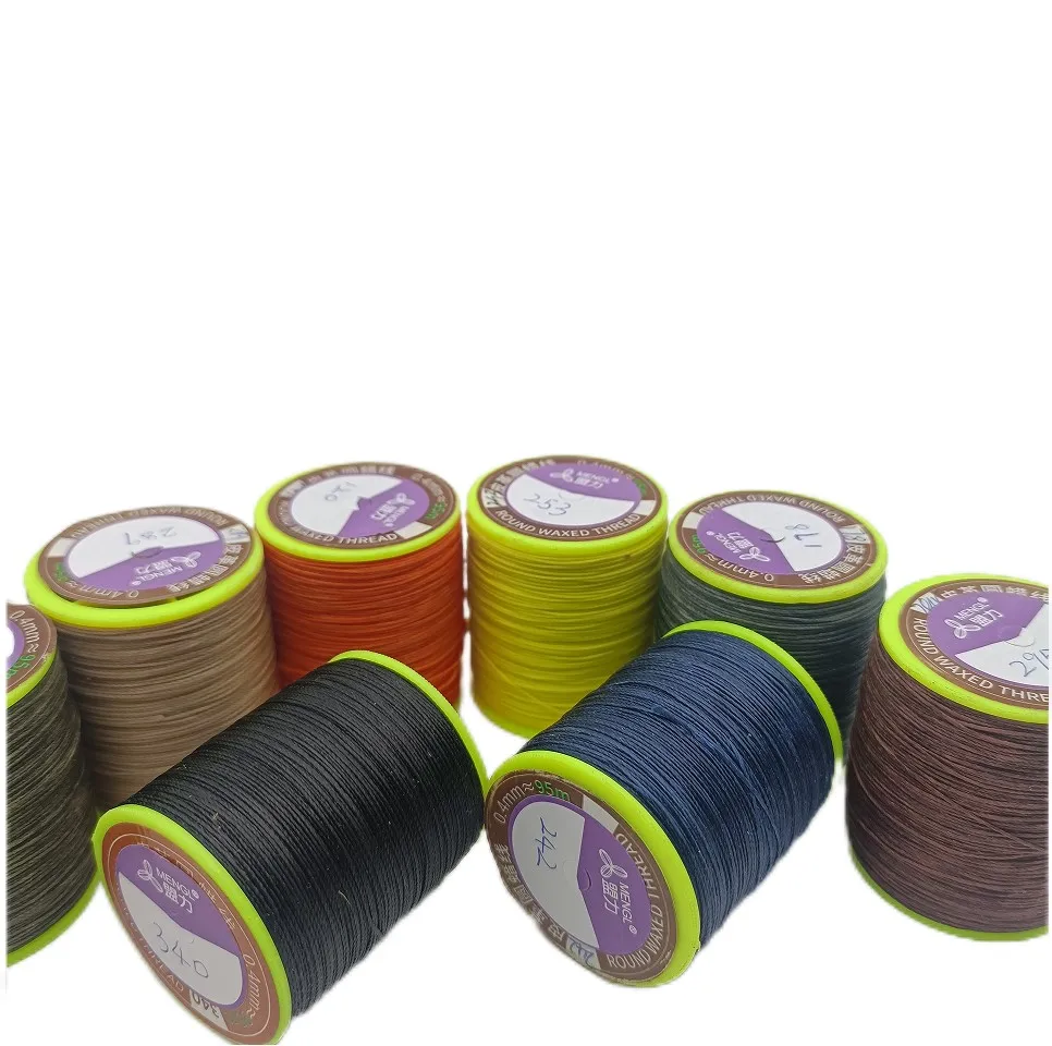 Hand Sewing 0.45mm Polyester Round Leather Twisted Braided Waxed Thread for Leisure Shoes
