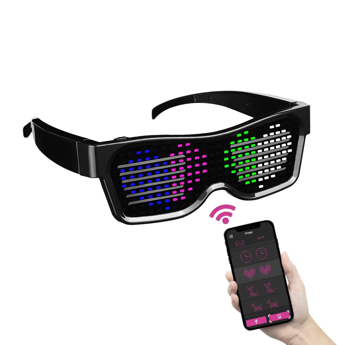 Colorful LED Luminous Glasses USB Rechargeable LED Rave Glowing Flashing Glasses Mobile control Glasses Interesting gift