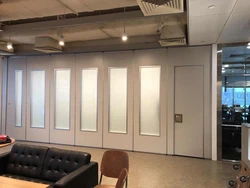 Operable walls divider foldable moving partitions on wheels for meeting room