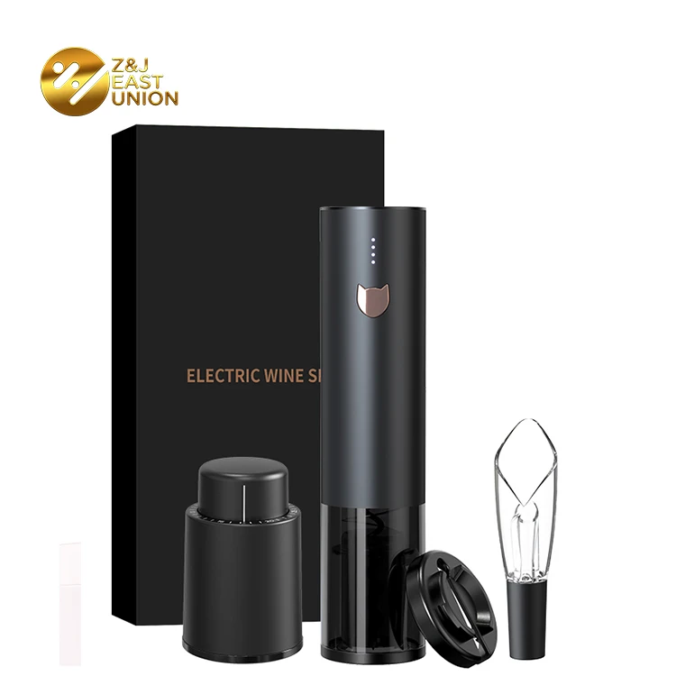 Black Gold Packaging Electric Wine Opener Set  with Electric Bottle Opener and Aerator