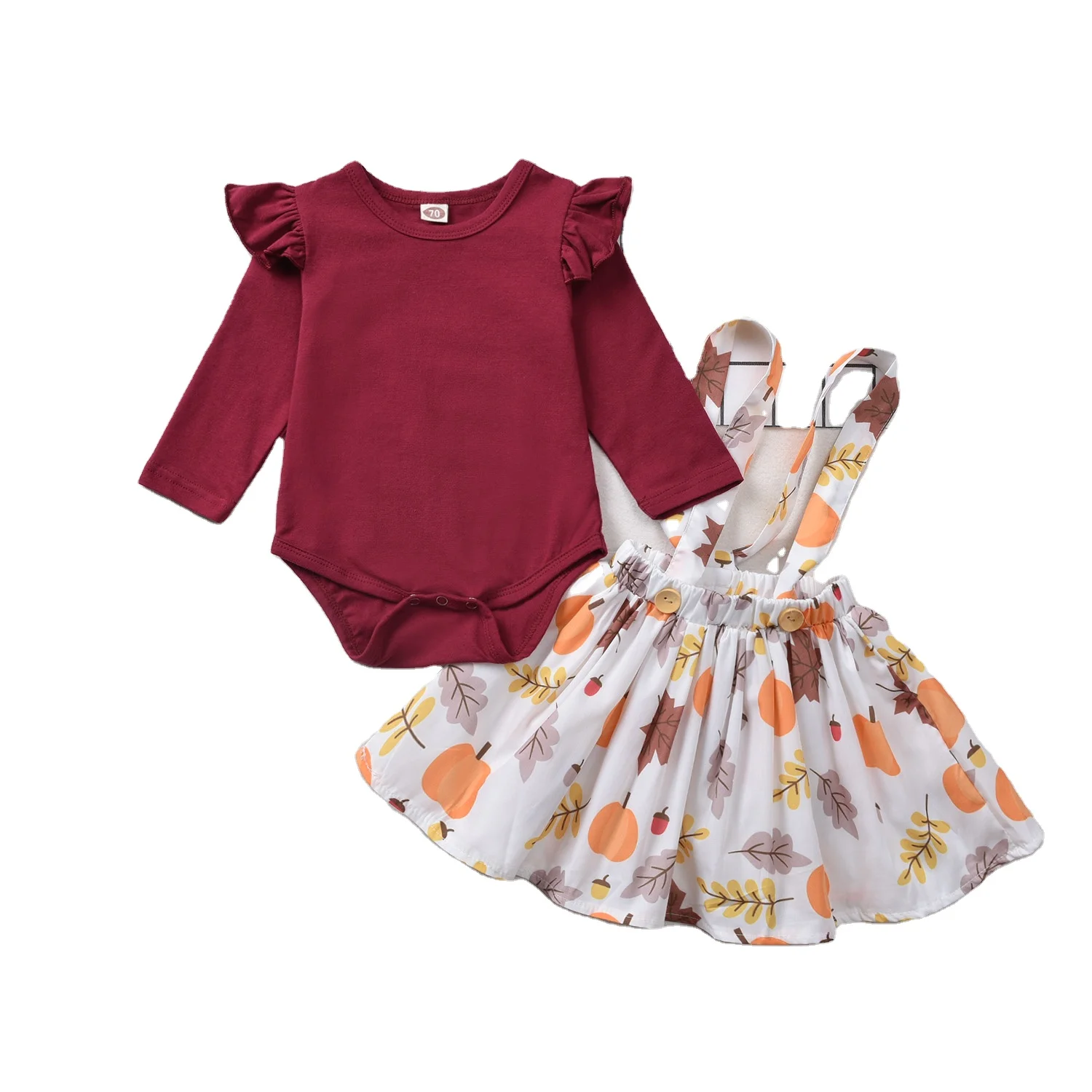 
Newborn Baby Girl Clothes Toddler Short Sleeve Outfits Ruffle Romper Top Infant Suspender Skirt 2pcs Girl Overall Dress 