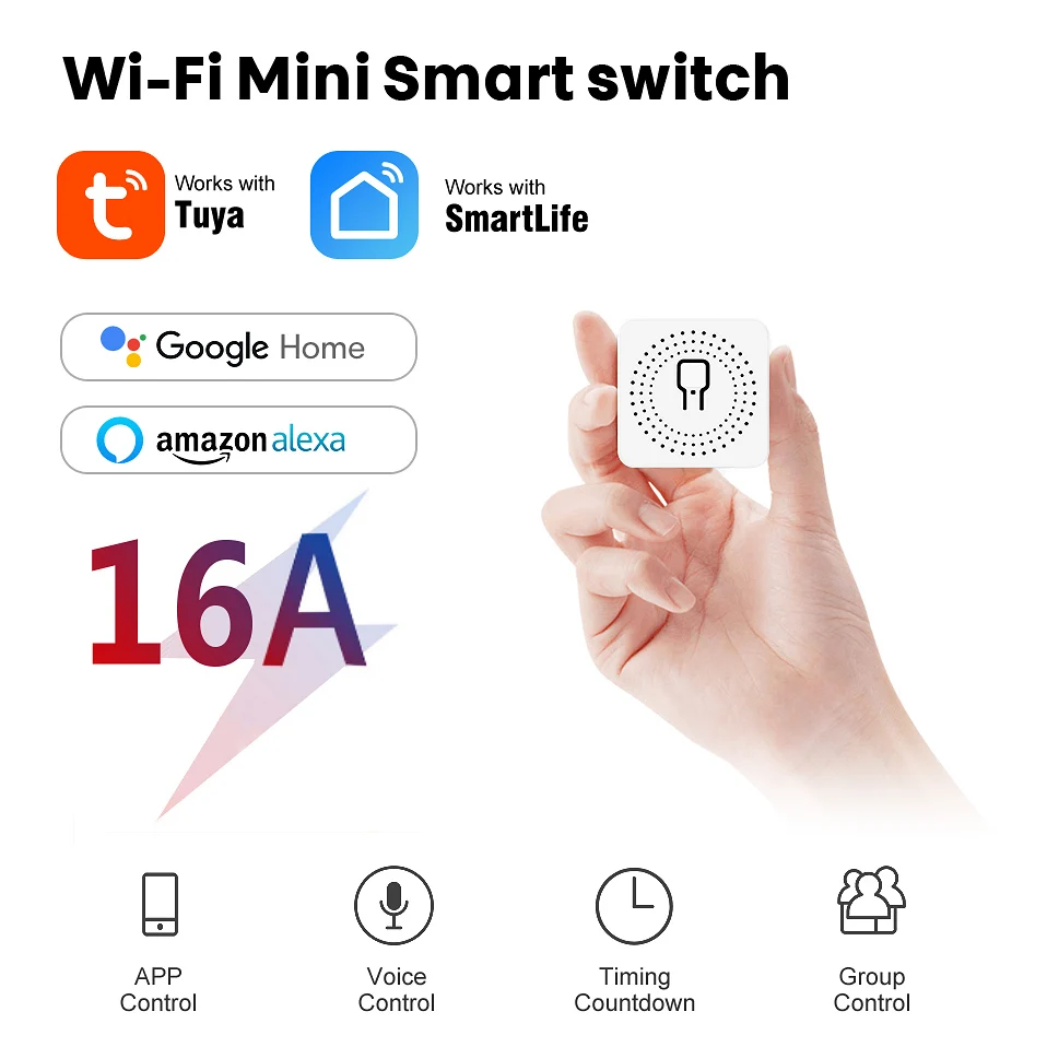 Лучшая цена TUYA мини переключатель 16A Wi-Fi умный передачи голоса Динамик/сенсорный экран/мобильное приложение