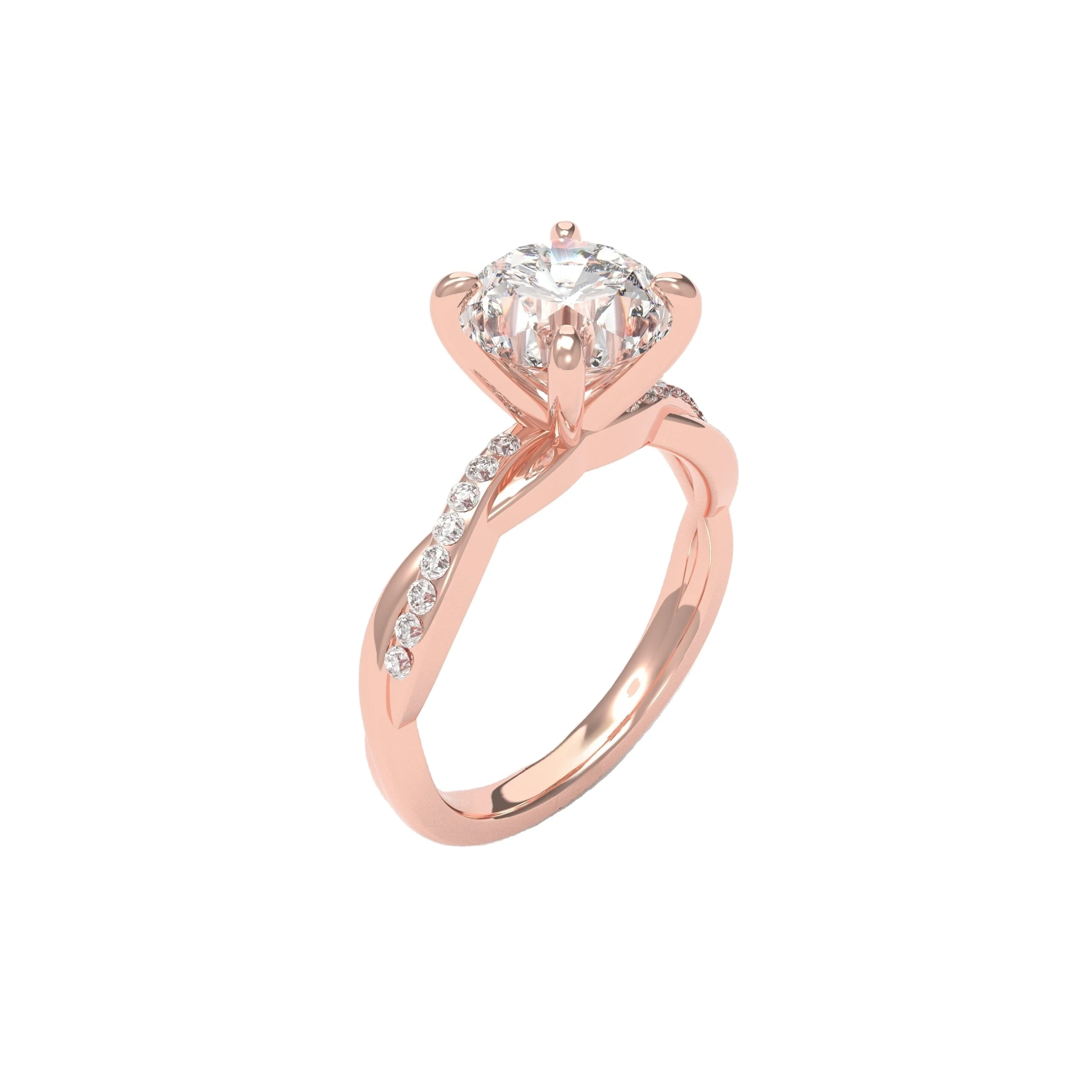 IGI Certificate CVD  1ct Lab Grown Diamond Engagement Ring 18k Gold Twist Ring for Women
