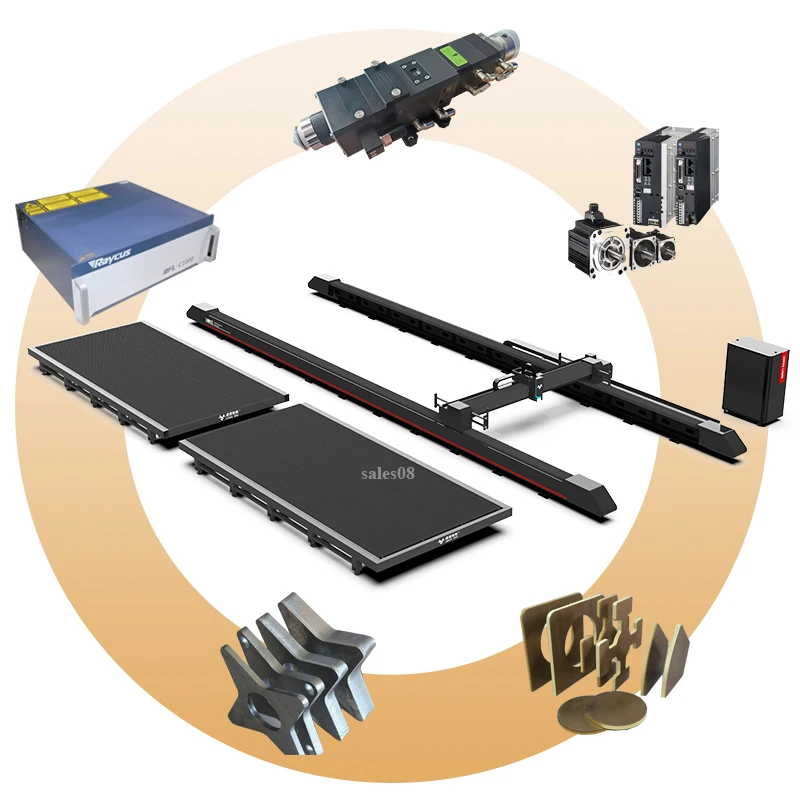 1kw 2kw 3kw Large Working Area Fiber Laser Machine Metal Cut Floor Track Fiber 4000w Steel Aluminum Brass Copper