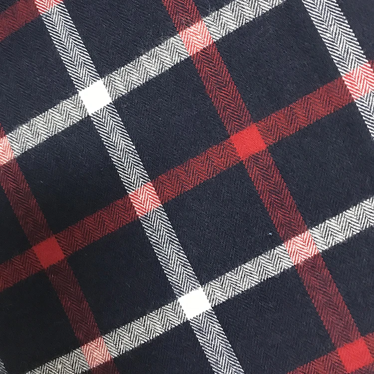 China manufacture factory Yarn Dyed 100% Cotton Flannel/Brushed Twill Check/Plaid Fabric