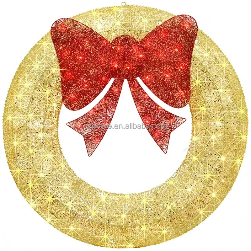 2024 New Arrival 48 Inch Pre-Lit Outdoor Christmas Door Wreath Decoration Artificial Hanging Garland with Light  for Front Door