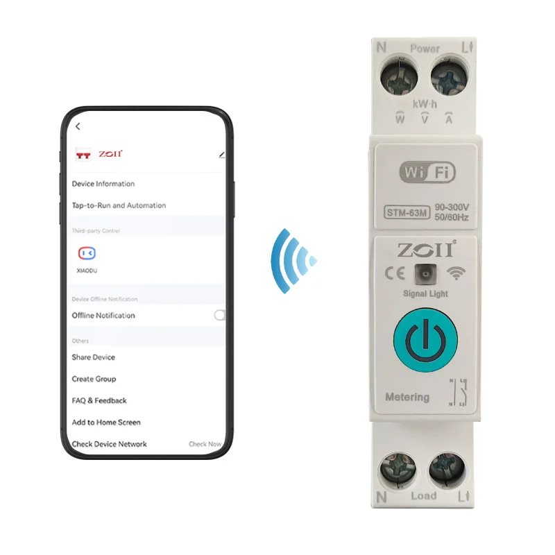 ZOII Newest Tuya Smart Life 40A MCB 50/60HZ 1P+N Energy Meter Kwh Monitoring Circuit Breaker Wifi