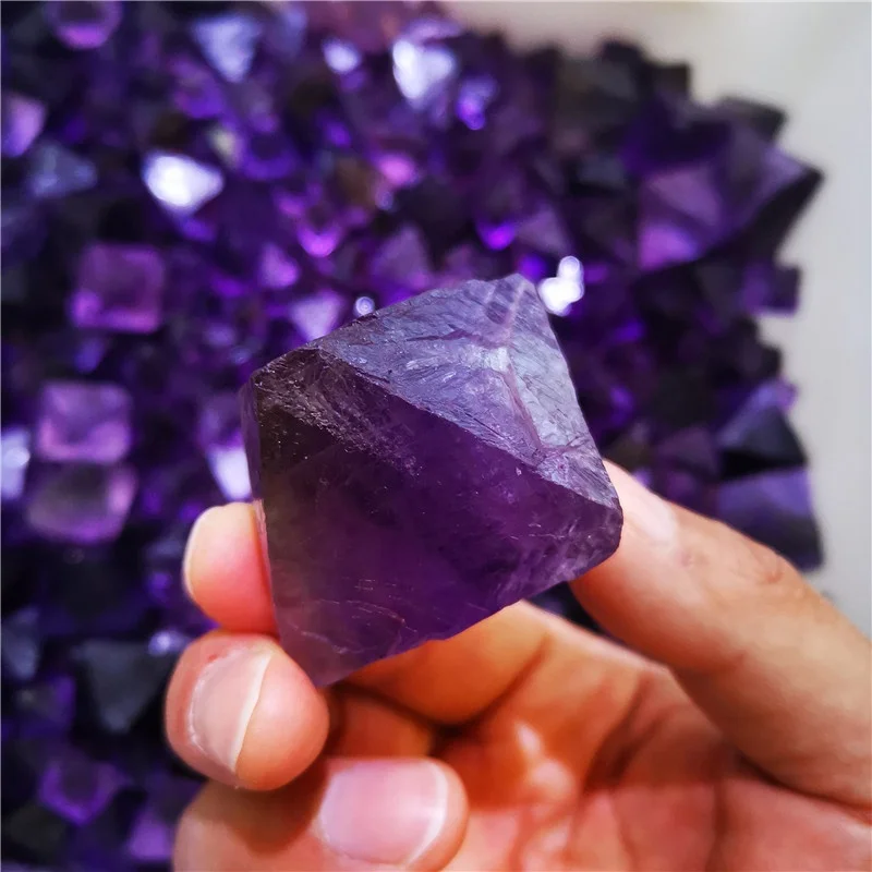 Wholesale Natural High Quality Crystal octahedral Quartz Stone Polyhedra Blue Purple Fluorite Octahedron Pyramid
