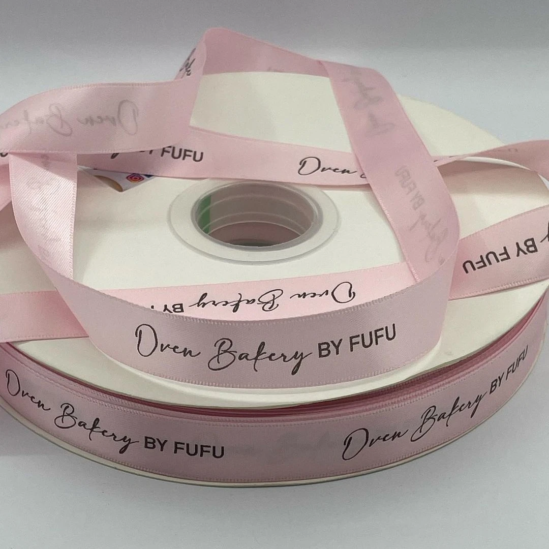 Luxury Custom Silk Ribbon With Logo Printed For Gift Wrap Polyester Gold Foil Ribbons Grosgrain Satin Ribbon Roll