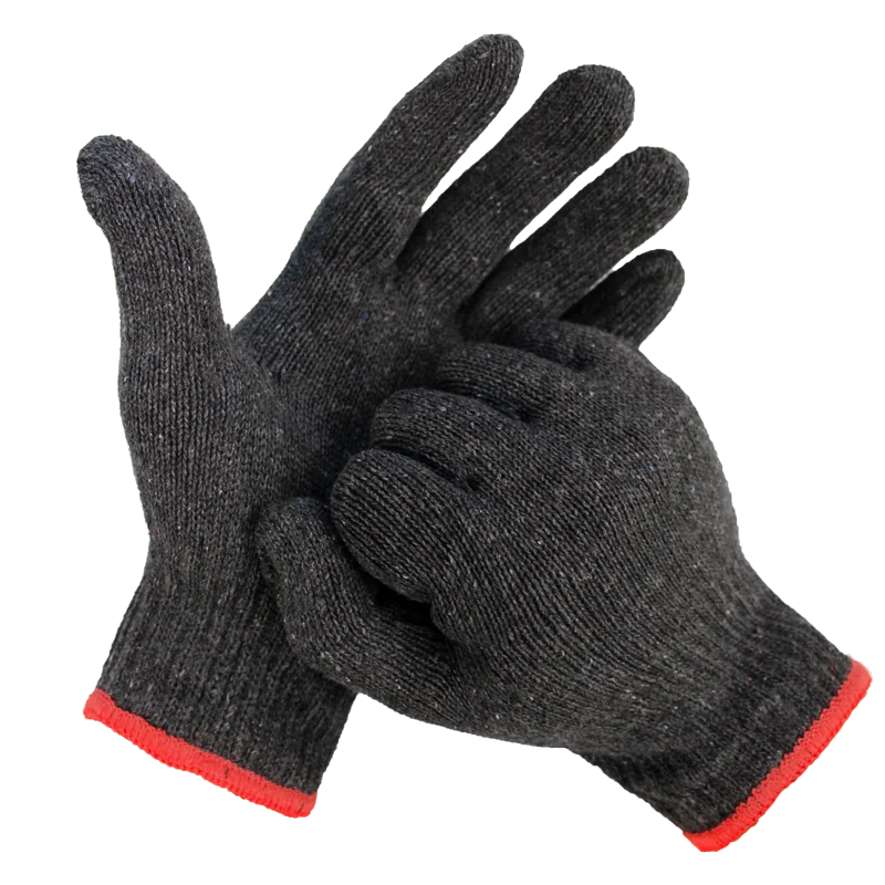 Flexible black poly cotton knit yarn guantes de algodon Construction Gardening Carpentry Safety Protection Gloves