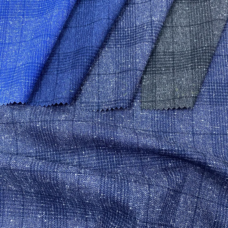 Hot Sale Ready Ship Order Polyester Viscose Spandex Window Check Fabrics For Indian Suits Fabric Tweed