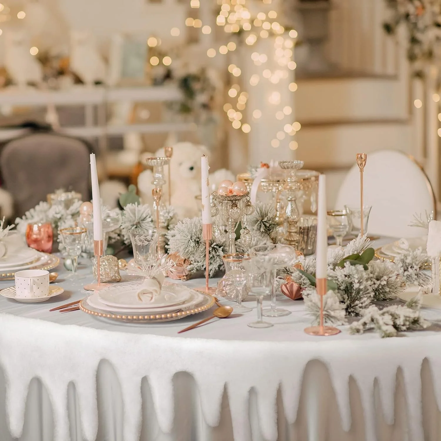 120*36 CM icicle fringe Christmas village decorations icicle snow fringe faux fireplace snow cover blanket icicle table runner