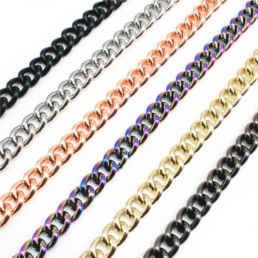 Aluminum Metal Gold/Silver  Flat Bag Chain Twisted Curb Chains Bulk Fit Bracelets Open Link Chain DIY Jewelry Making