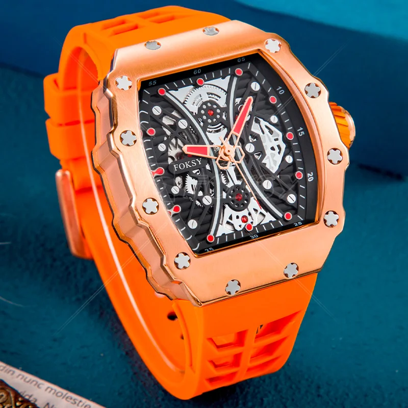 FOKSY Waterproof OEM ODM Men Luxury Waterproof Skeleton Montre Homme  Custom Logo Automatic Mechanical Watch for Men