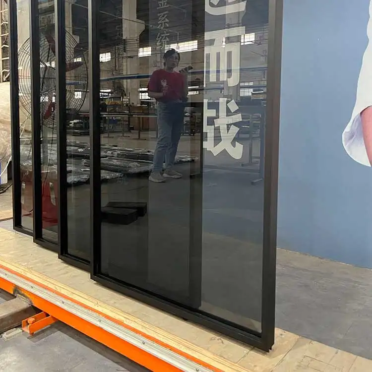 HDSAFE aluminum slim slide glass door interior 4 panel living room glass sliding door telescopic partition office glass doors