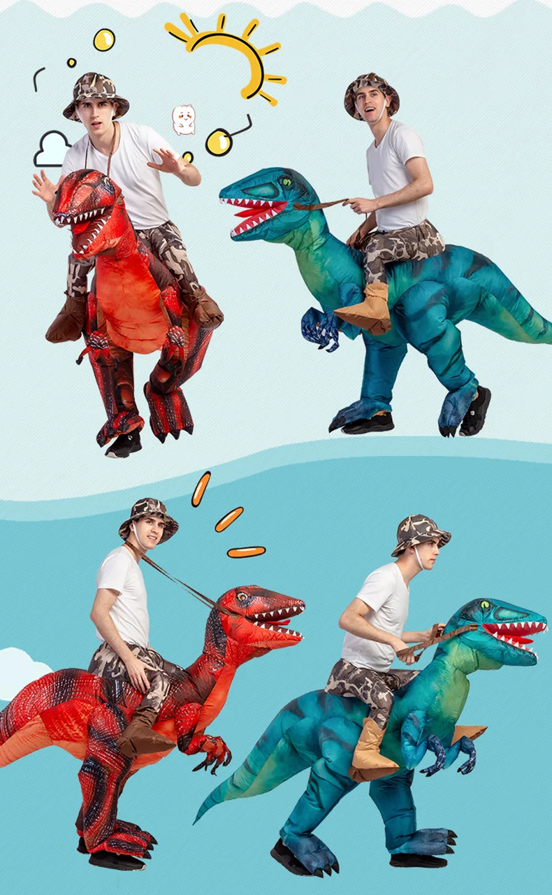 Halloween Kids Costume Funny Animal Ride Toy Costume Dinosaur Inflatable Outfit Rex Suit