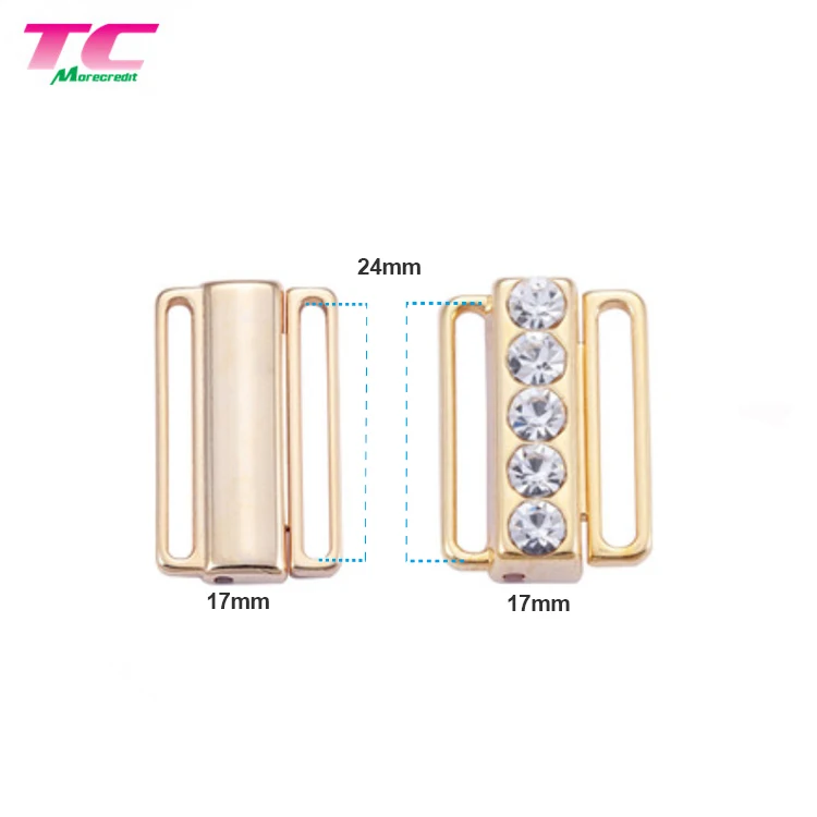Rose Gold Metal Diamond Closure Clasp For Swimwear Bikini Lingerie Buckle Bra Strap in 12mm