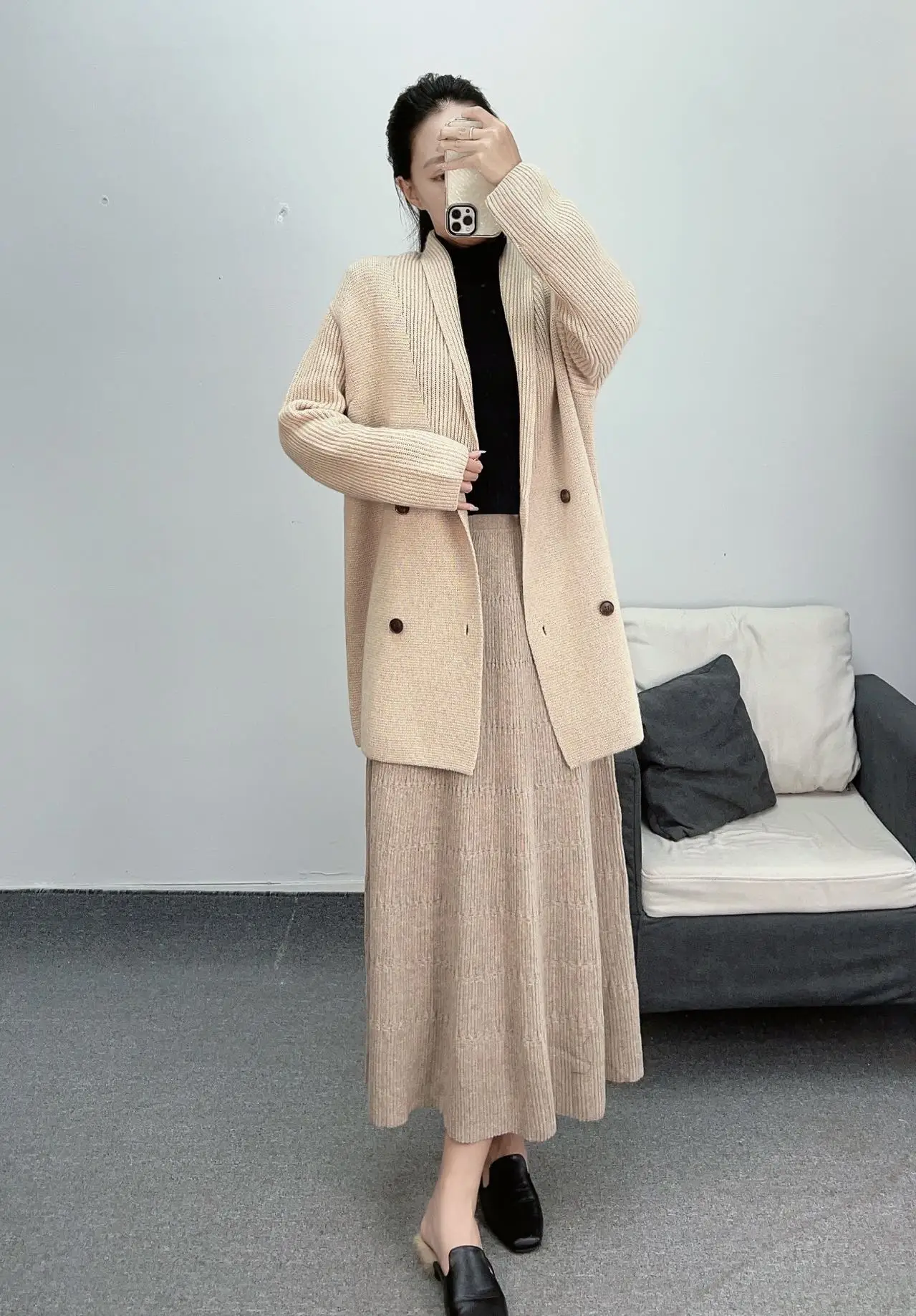 Inner mongolia wool cropped 100% trendy cashmere  coat alpaca winter trench designer for women