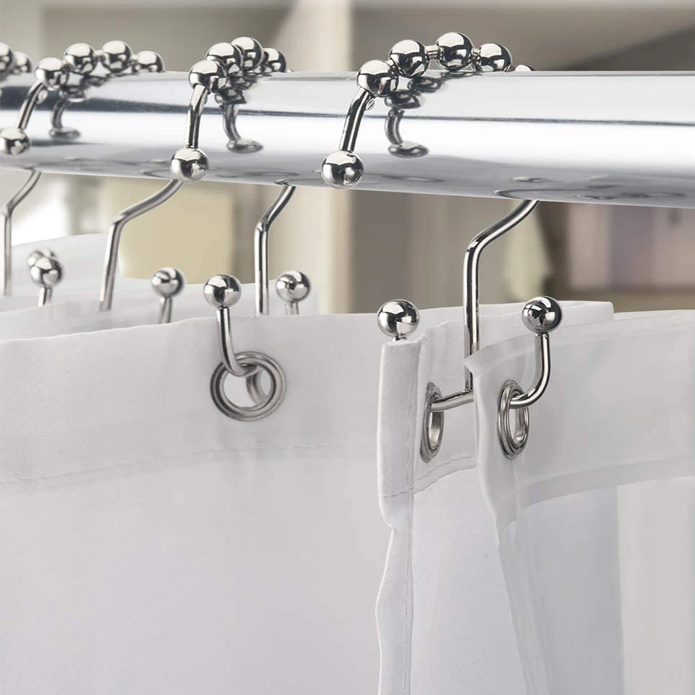 China Wholesale Factory Shower Curtain Hooks No Snagging Polished Nickel Shower Curtain Hooks