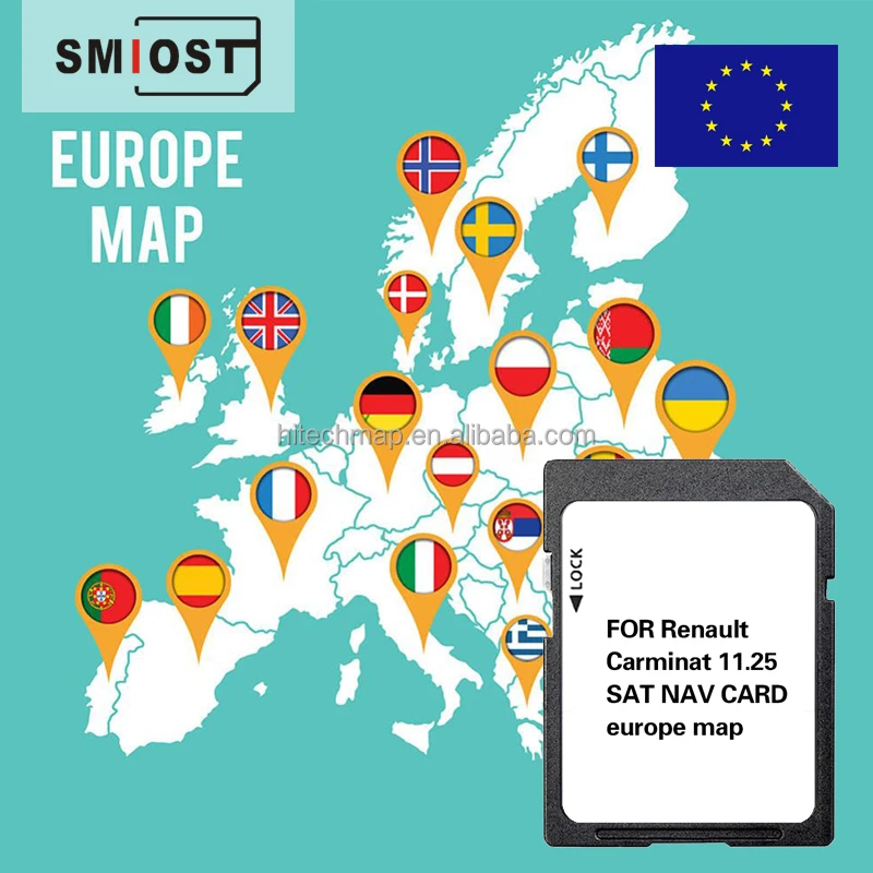 SMIOST SD CID карта автомобиля GPS навигационная Мемориал Для Renault Carminat 11 25 Европа Fluence Megane
